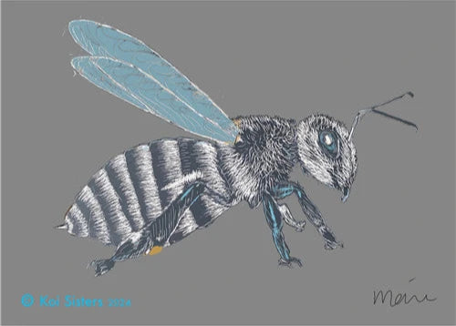 Koi Sisters - Grey Bee - A3 print