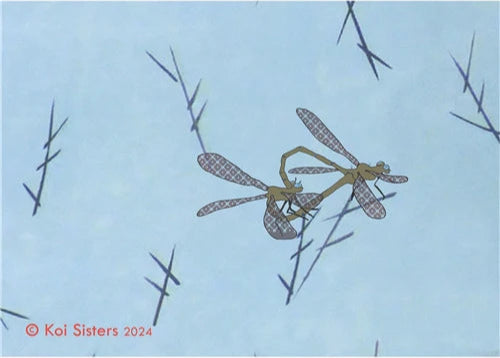 Koi Sisters - Dragonflies blue landscape - A3 print