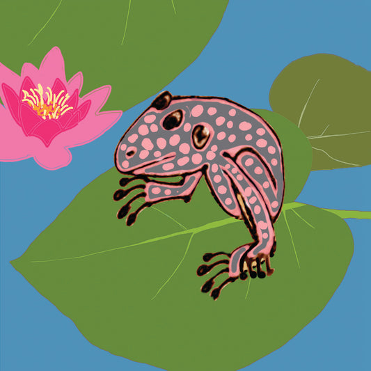 Koi Sisters Card - Frog on Water Leaf