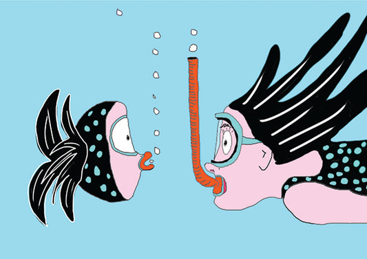 Koi Sisters Card - Spotty Fish & Snorkeller