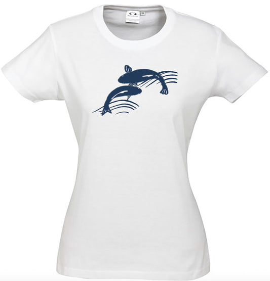 Ying Yang Koi Womens T Shirt - White